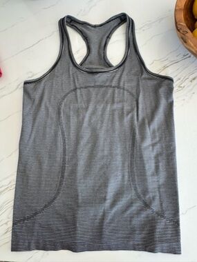 lululemon athletica Black and Gray Striped Racerback Tank